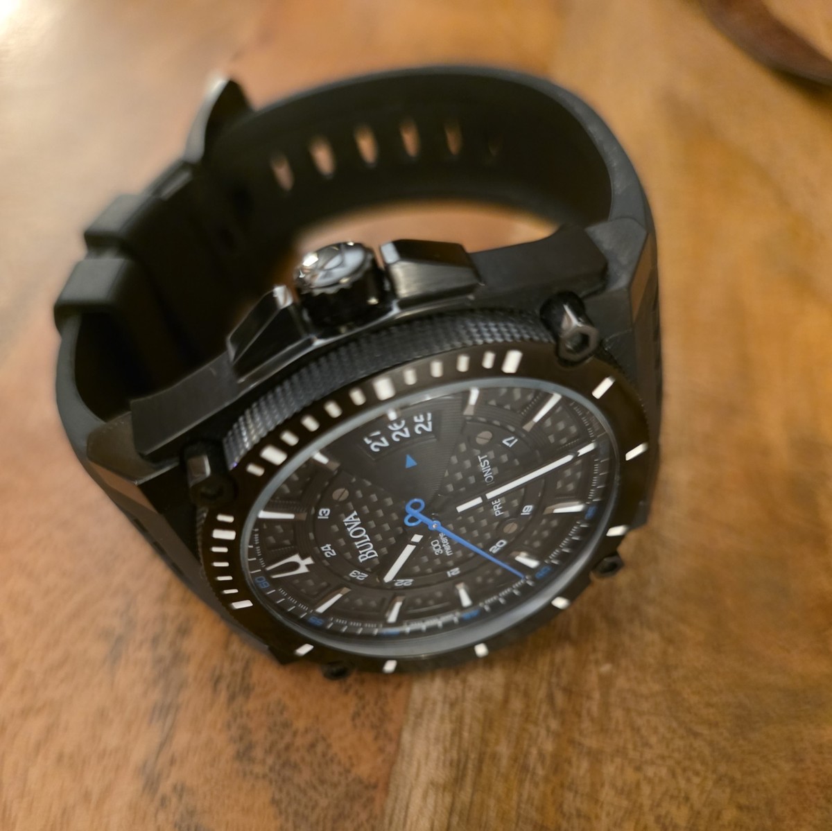 Bulova Precisionist Chronograph Quartz Black Rubber 300m Watch w
