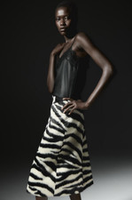 H M Zip-Front Napped Finish Skirt Black Zebra Print 1322799004 XS,S,M,L,XL,XXL