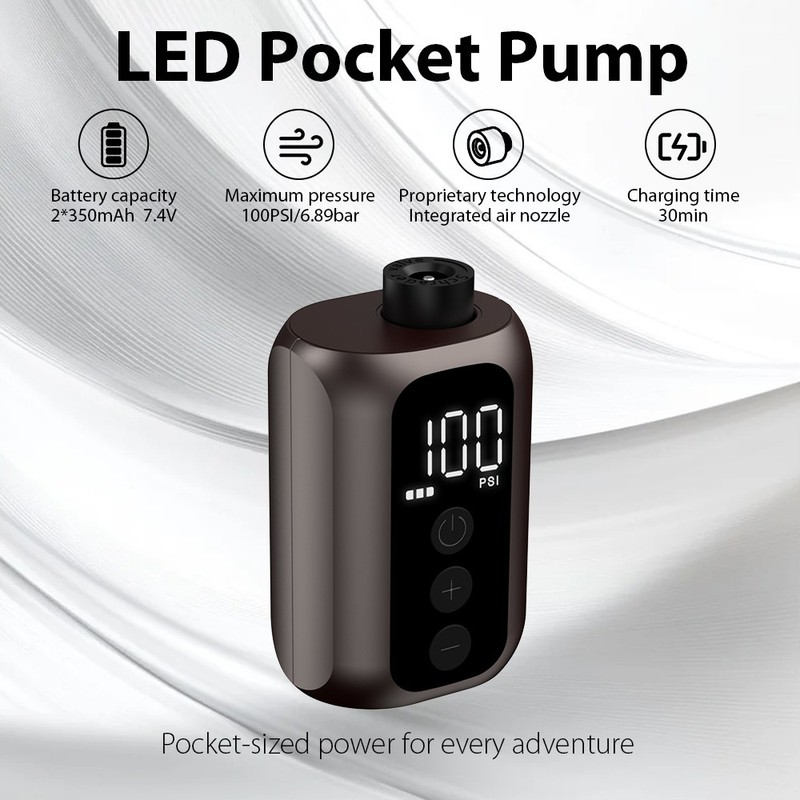 NEW BSCOBBER A5mini Electric Bicycle Air Pump Max 100 PSI Portable LED