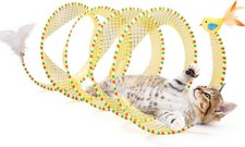 Spiral Tunnel Cat Toy, Self Play Cat Play Spiral Kitten Collapsible Spring Tunne