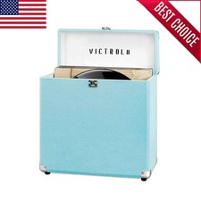 Vinyl Audio Media Record Storage Case W/ Carry Handle Corner Guards Hinges Home