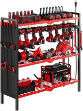 Large Power Tool Organizer Cart with Charging Station 8 Drill Holder Garage Stor