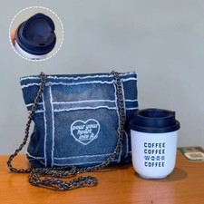 New Starbucks 2026 Denim Star Coffee Series 10oz SS Tumbler with Crossbody Bag