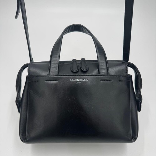Balenciaga Medium Portfolio Leather 2Way Shoulder Bag Black Used Authentic