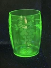 Antique Depression Era Green Etched Grapes Uranium Juice Tumbler Drinking Glass