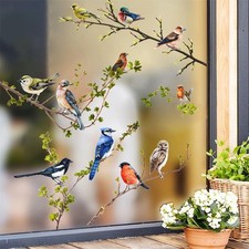 Spring Flower Bird Butterfly Window Clings - Reusable DIY Floral Decals for Home