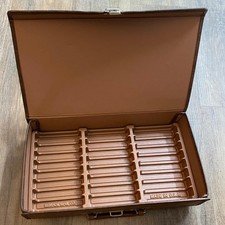 Vintage Service Mfg Co Brown Faux Leather 24 Cassette Tape Storage Carrying Case