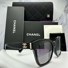 CHANEL Sunglasses Polarized Black 5482H C622/S8 Gold CC White 3D Pearls New