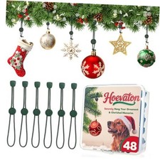 48 PCS Adjustable Christmas Ornament Hooks, Hoevaton Non-Slip 48 Count Green
