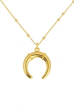 Ana Luisa Brooke Horn Necklace Gold Vermeil Crescent Moon Pendant Beaded Chain