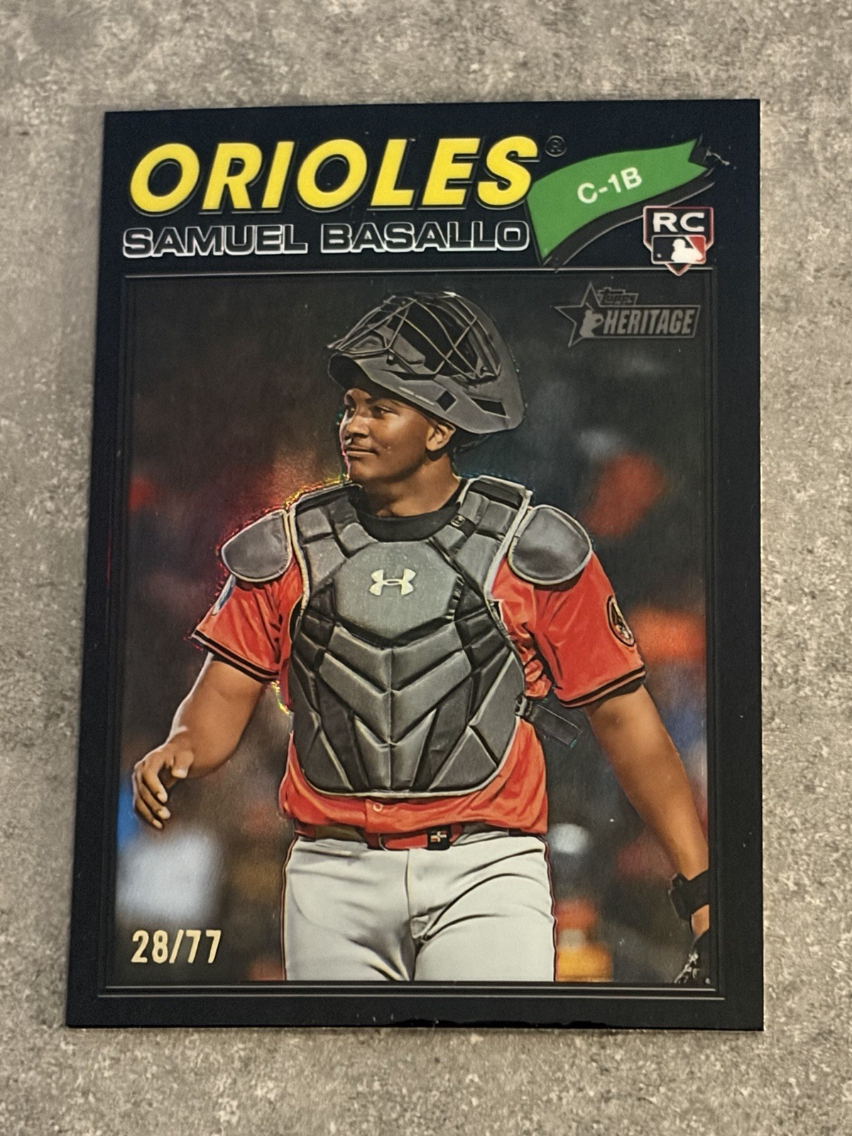 2026 Topps Heritage Samuel Basallo Black 28/77 Chrome RC #175 🔥🚀  Orioles