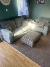 High-Quality Green Fabric Sofa Set | 2-Seater + Armchair + Footstool