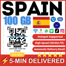 [eSIM] 100 GB Spagna eSIM chiamate illimitate voce roaming UE + 15 GB eSIM EU españa