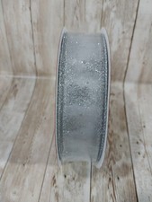 New Silver Snowflake Ribbon 1.5"x90' Sheer Glitter Jumbo Roll Christmas Winter