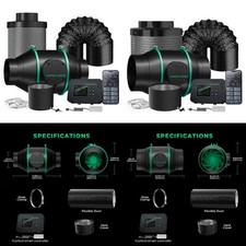 Mars Hydro Smart 4"6" Inline Fan with iControl Controller Carbon Filter Combo 