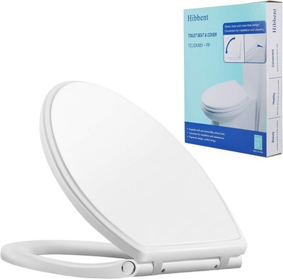Hibbent Premium Elongated Toilet Seat Quiet Slow Close Quick Release White #R018