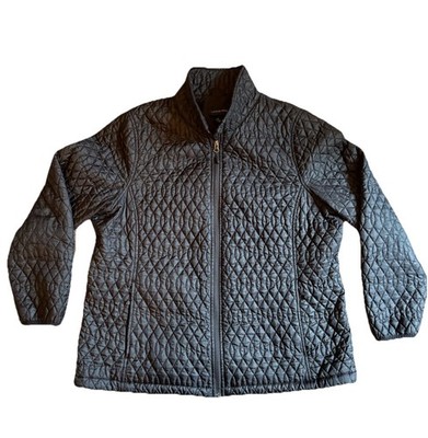 Lands End Womens Jacket Black Quilted Primaloft Full Zip Size 1X 16W-18W