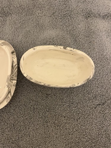 Oval Shaped Black & White Ceramic Trinket Dish - Picture 3 of 7