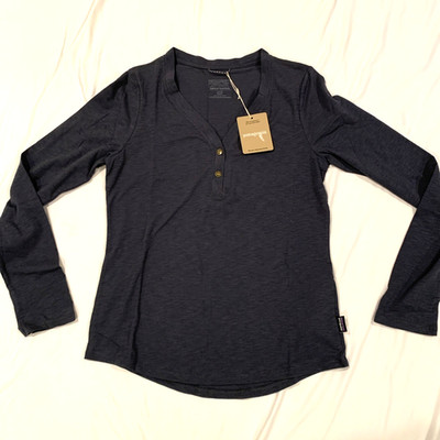 $59 NWT Patagonia Women's Mainstay L/S Henley Shirt 41805 Size XS Smolder Blue