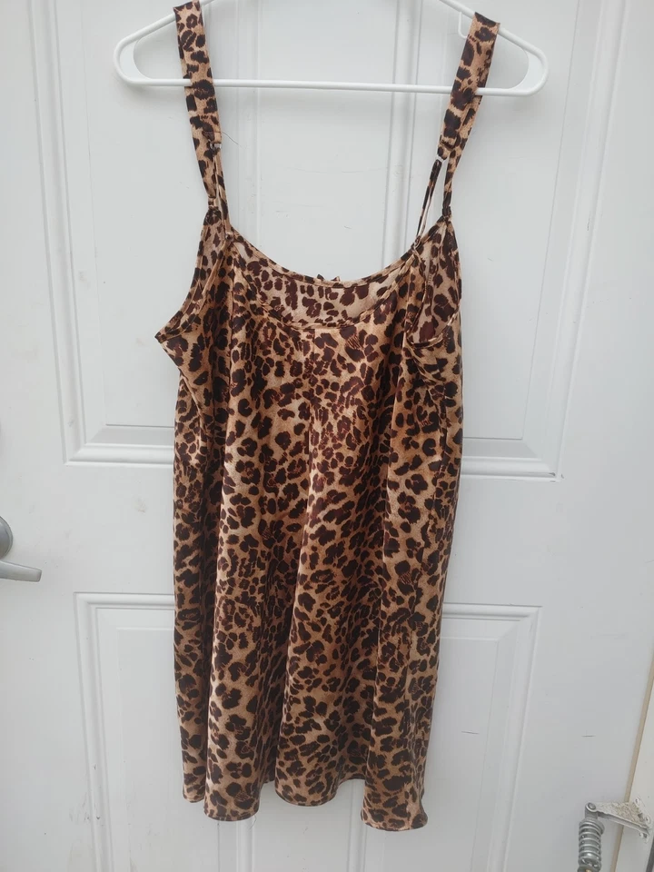 Леопардовый принт 2 ПК пижамы комплект размер XL Spagetti ремень платье с прикрытием - Изображение 4 из 4