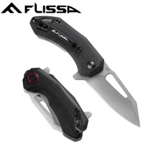 FLISSA Mini Pocket Knife Folding EDC Knife 2-1/2 D2 Blade G10 Handle for Camping