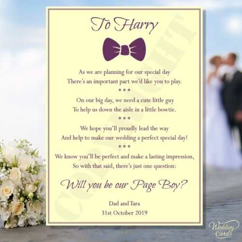 Will you be our Page boy Ring Bearer Wedding Sweet Nephew Brother My Invite Card - Picture 3 of 12