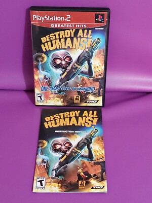 DESTROY ALL HUMANS VIDEO GAME PS2 PLAYSTATION 2 CASE MANUAL BOOKLET ALIENS