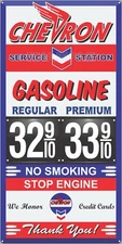 CHEVRON GAS STATION PRICE PER GALLON OLD PUMP SIGN REMAKE ALUMINUM SIZE OPTIONS
