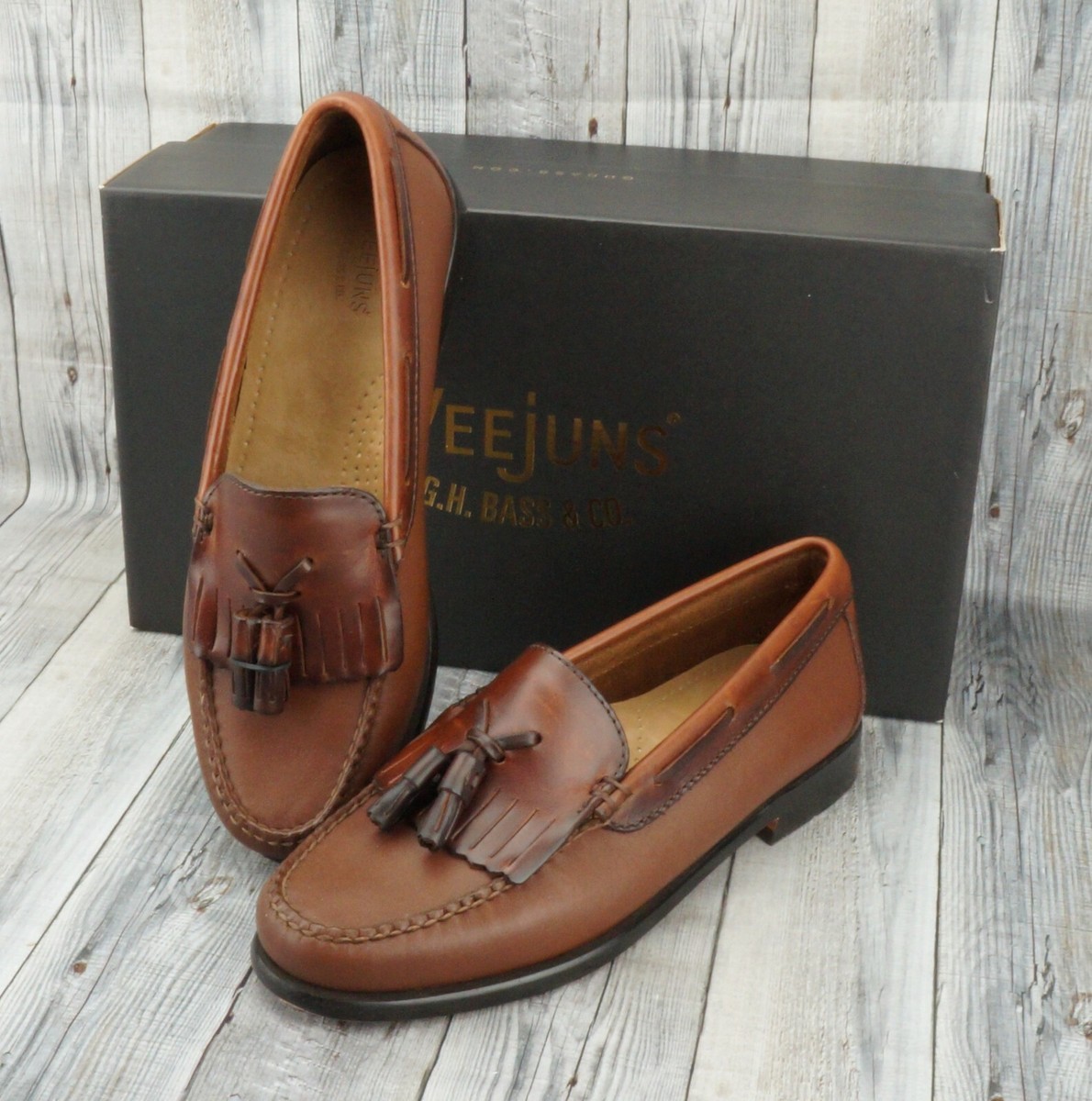 🔥NEW! G.H. BASS & CO. Leather Weejun Jaclyn Tassel Loafer Women Tan🔥