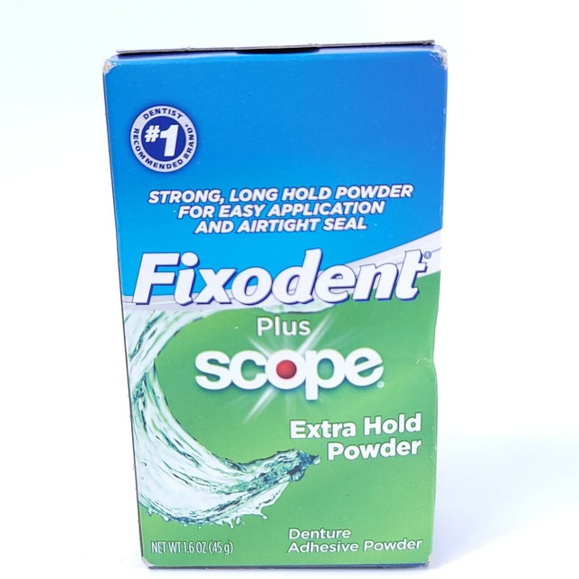 3 PKS of Fixodent Plus Scope Denture Adhesive Powder Extra Hold 1.6oz