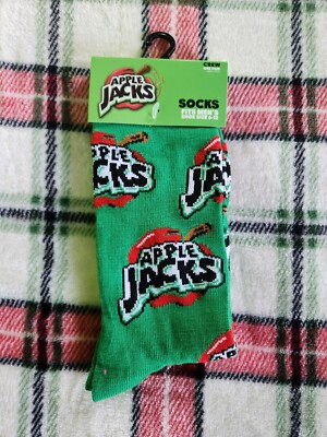 New Kellogg's Cereal Apple Jacks Novelty Funny Crew Foodie Socks Mens Sock 6-12