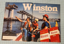 1982 2 Page Vintage Print Ad Winston Nobody does it better Bridge Building Water