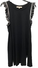 LOFT Black Sleeveless Shift Dress Women’s Size Medium Ruffle Trim Stretch