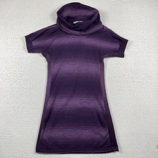 Athleta Dress Womens Medium Purple Zuni Space Dye Cowl Neck Stretch Striped Cozy