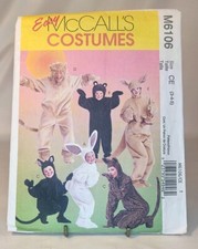 Pattern Kids Costumes Bunny Bear Lion Kangaroo Cat Size 3-5 McCalls M6106