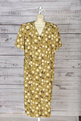Eiffel New York, V-Neck Button Down Midi Floral Dress, Size 16