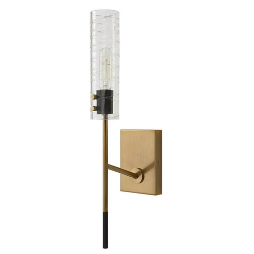 Uttermost Telesto 1-light Mid-Century Steel and Glass Sconce in Black and Brass - Picture 4 of 8