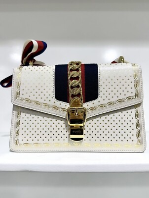 Gucci White Leather Sylvieshoulder