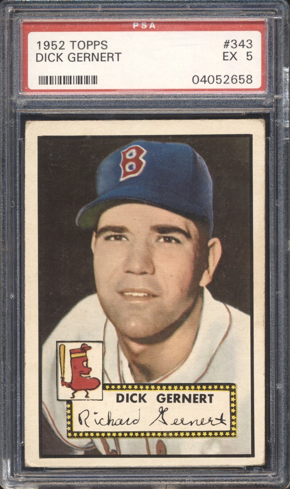 1952 Topps Baseball Dick Gernert ROOKIE #343 PSA 5 RED SOX HIGH NUMBER Set Break