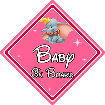 CAR SIGNS DIRECT Baby an Bord Dumbo Autoschild ~ rosa