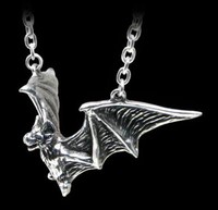 Alchemy Gothic Halskette - Om Strygia - Fledermaus Vampir Halsschmuck AnhäNger