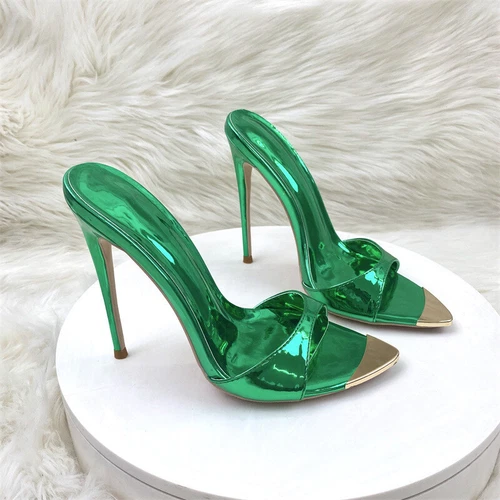 Damen-Slipper spitz zulaufend hoher Absatz Party elegante Sandalen Stilettos Mlues Schuhe - Bild 2 von 10
