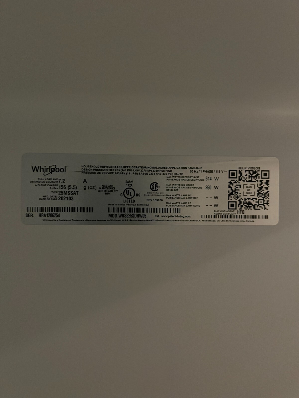 Whirlpool WRS325SDHZ 24.6 cu. ft. Refrigerator