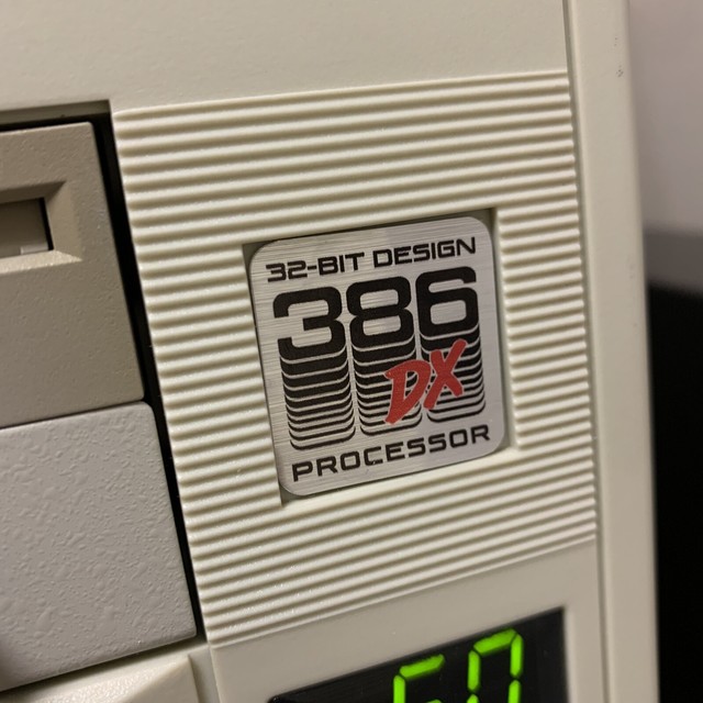 Custom Vintage 386 DX Silver Computer Case Badge FLAT Sticker Retro PC