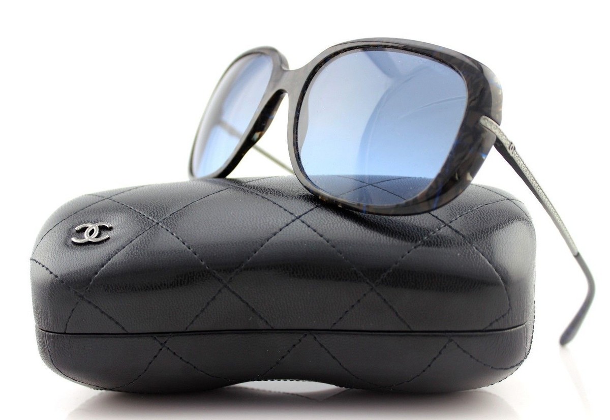 NEW Authentic CHANEL Blue Brown Glitter Square Sunglasses CH 5292