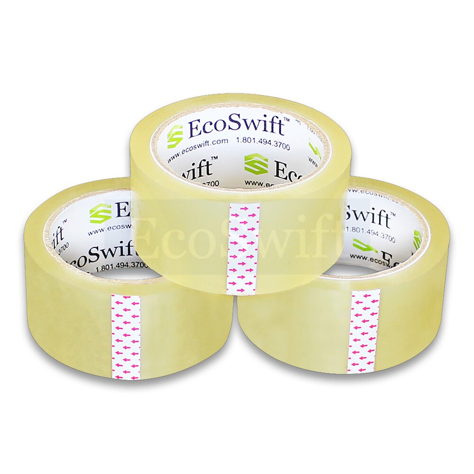 24 Rolls EcoSwift Packing Tape - 1.6mil, 2" X 165 Feet, Clear Carton Sealing Tape