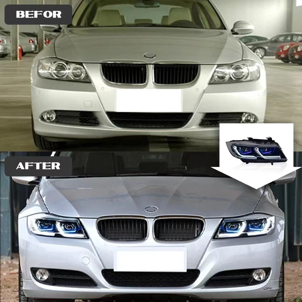 Faróis de LED BMW E90 320i 323i 325 330 335 2005-2012 faróis atualização DRL - Imagem 3 de 4