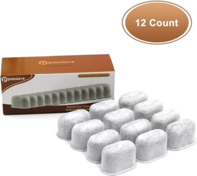 Possiave 12-Pack Universal Charcoal Water Filter Replacement for Coffee Makers