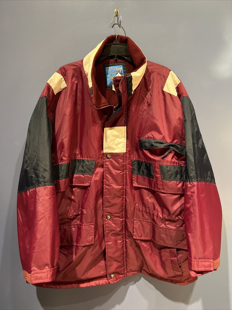 XL Ski Jacket Extreme Limit Men, Color Block 90s Coat. Wine