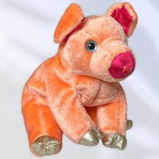 Beautifully Detailed Shiny Sparkle Material Pig 7" Plush Stuffed Animal Toy